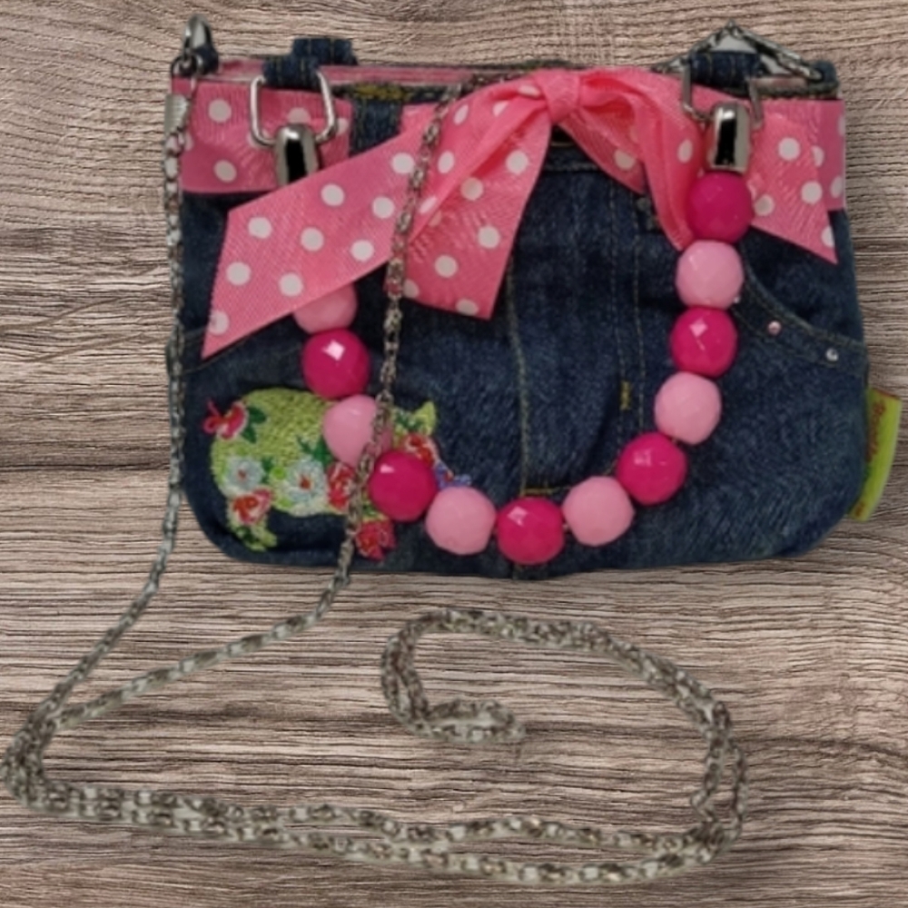 GIRLS DENIM PIG PURSE - Picture 9 of 11